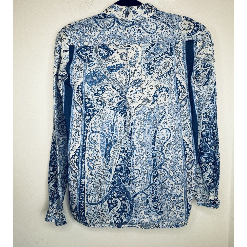 ETRO Italy Designer Floral Paisley 100% Ramie Button-Up Shirt Blouse IT 40 US 4 - Picture 10 of 11